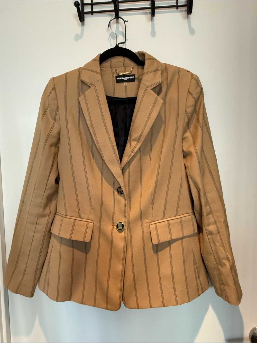Karl Lagerfeld Camel Striped Blazer Jacket